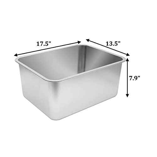 Large Stainless Steel Cat Litter Box (17.5" L x 13.5" W x 7.9" H (without Lid))