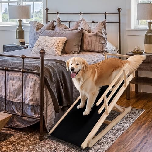 Dog Ramp for Bed & Couch (Wood / M-for 23.6''H Bed)