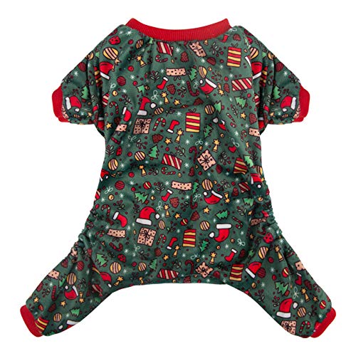 Dog Christmas Pajamas Puppy Onesies Small Dogs Soft Pjs Coat Cat Apparel Comfy Pet Clothes Outfit Doggie Bodysuit (Medium / Xmas111)