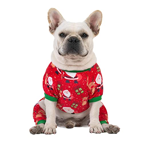 Small Dogs Christmas Outfit Soft Puppy Onesies Pjs Dog Pajamas Pet Coat Cat Apparel Comfy Doggie Jumpsuit Bodysuit for All Seasons (Xmas135 / Medium)