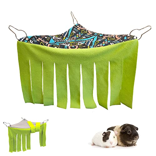 Guinea Pig Hideout Hideaway Corner Fleece Toys Cage Accessories (Green)