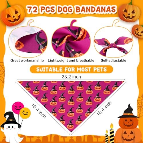 72 Pcs Halloween Dog Bandanas Bulk (Halloween)