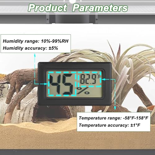 Reptile Thermometer and Humidity Gauge Digtal Terrarium Thermometer 2pc (rectangle)