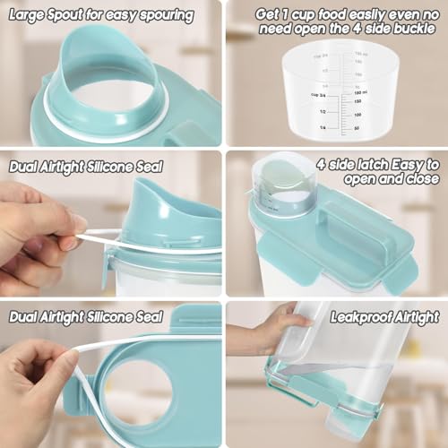 5 7LBS Dog Cat Storage Container Portable with Upgraded Large Spout and Cup (Light blue / 5L-2pack)