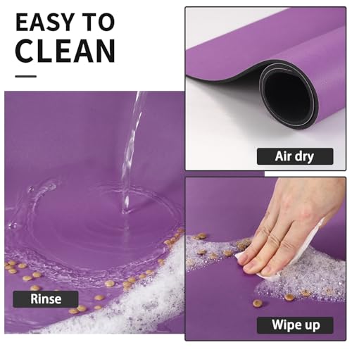 Dog Food Mat Absorbent Cat Mat for Food and Water (Purple / 28"L x 18"W)