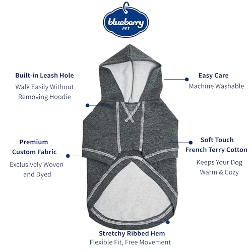Essentials Soft & Comfy Better Basic Cotton Blend Dog Hoodie Sweatshirt in Charcoal Grey (22 inch (Pack of 1) / Dog Hoodie - Charcoal Grey)
