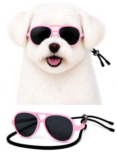 G029 Dog Cat Pet Aviator Pilot Sunglasses Glasses for Small Breeds up to 15lbs (S, Up to 15 lbs, 2-pack Black + pink)