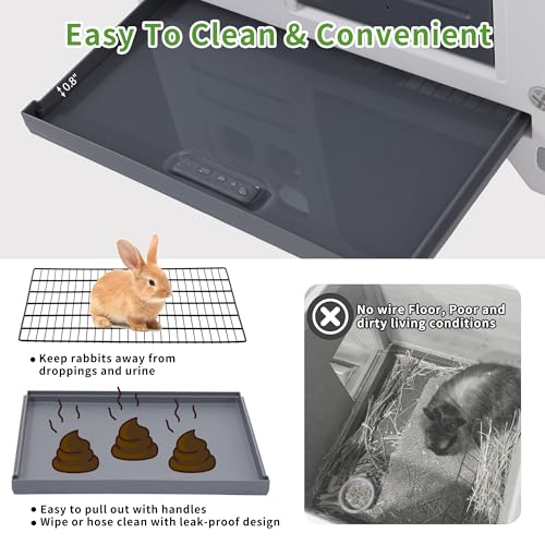 Plastic Rabbit Cage Outdoor Indoor (Grey / 25.6"L x 20.1"W x 27.2"H)