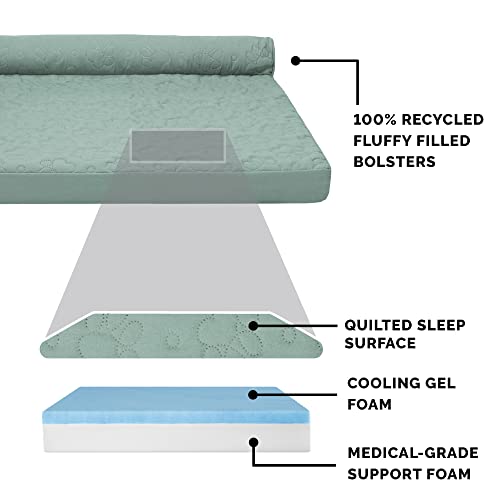 Cooling Gel Dog Bed for Large Dogs w (Jumbo / (Quilted Paw) Iceberg Green)