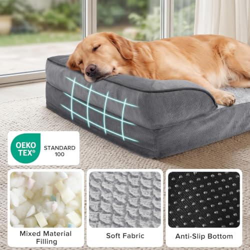 XXL Plus Orthopedic Dog Beds Large Sized (Grey / XXL- PLUS (53"x 42"x 8"))