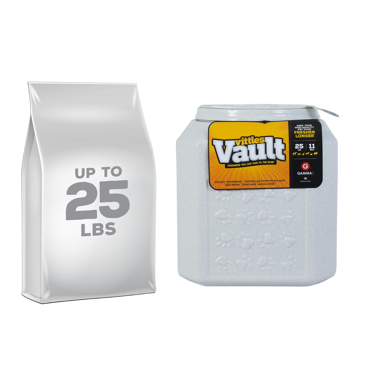 Vittles Vault Vittles Vault Pawprint Food Storage Container + Scoop (25 Pounds)