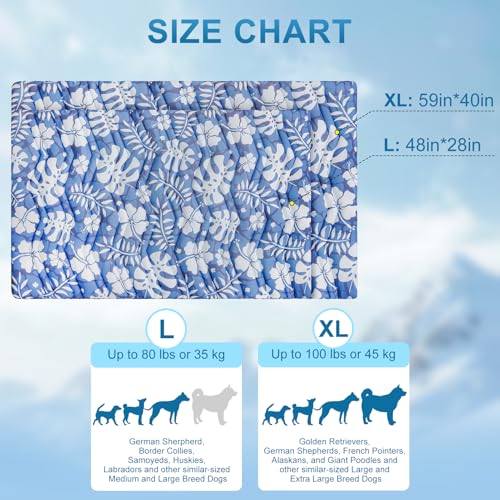 Cooling Mat for Large Dogs (Hawaii Blue / 48.0"L x 28.0"W x 1.0"Th(L))