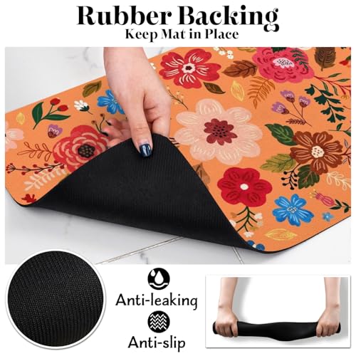 Dog Food Mats for Floors (Orange / 24"L x 16"W)