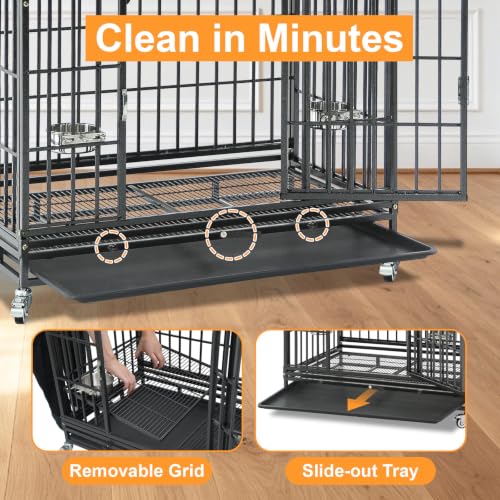 3 Pack Three Tier 37" Heavy Duty Stackable Dog Crate with Wheels (37"L x 22.5"W x 29.5"H - 3 Tiers - 3 Pack)