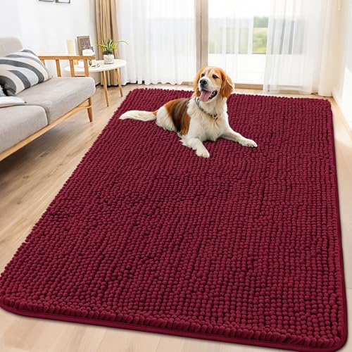 Dog Door Mat for Muddy Paws 70x35 (Burgundy / 70"X35")