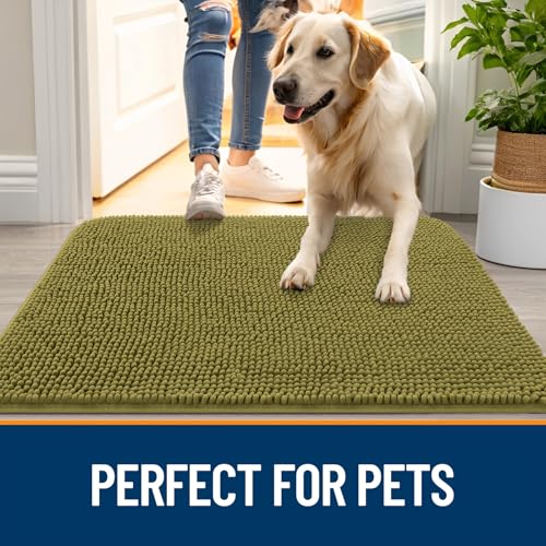Dog Door Mat for Muddy Paws 24x16 (Willow Green / 24" X 16")