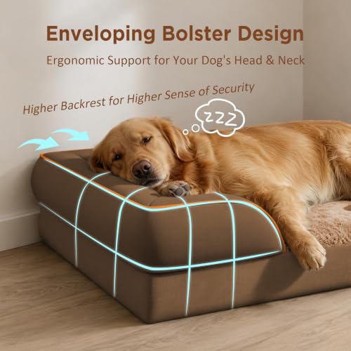 Waterproof Orthopedic Dog Beds for Extra Large Dog (48.0"L x 30.0"W x 8.5"Th / Brown)