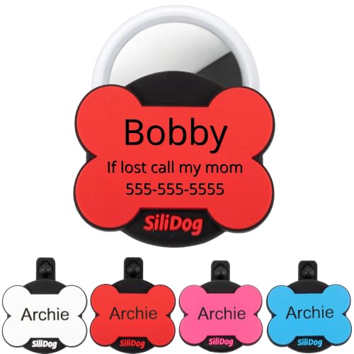 Designed for AirTag Personalized Engraved Dog ID Tag (Red / AirTag-Holder)
