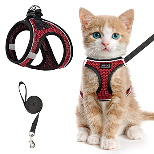 Cat Harness and Leash for Walking Escape Proof (XS / Red)