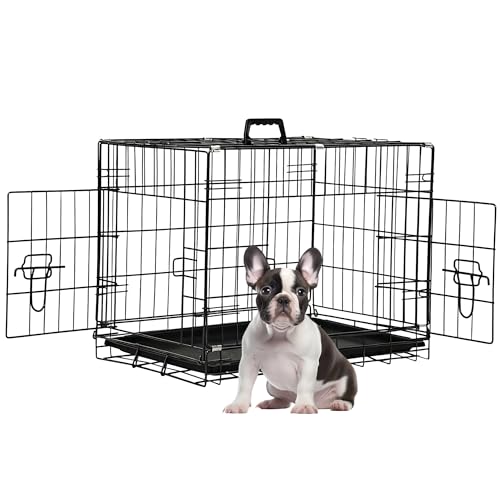 24" Foldable Metal Dog Crate (Dark Black)