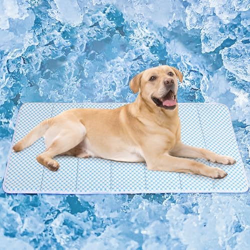 Dog Cooling Mat for Large Dogs (Blue / 41"L x 27"W x 0.8"H)