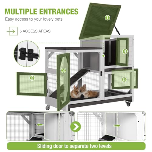 2 Story Rabbit Hutch Bunny cage Wooden Rabbit Cage Indoor