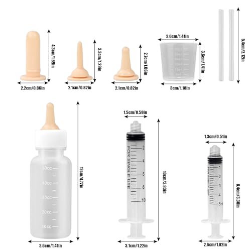 Pet Feeding Bottle Set (1 Bottle+3 Nipples+2 Syringes + 1 measuring cup)