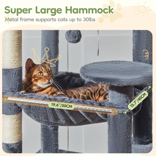 Cat Tree for Large Cats (Smoky Gray / 72 Inches)