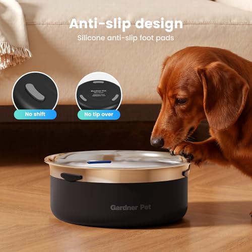 Dog Water Bowl Stainless Steel Dog Bowl (Black / Small (2L))
