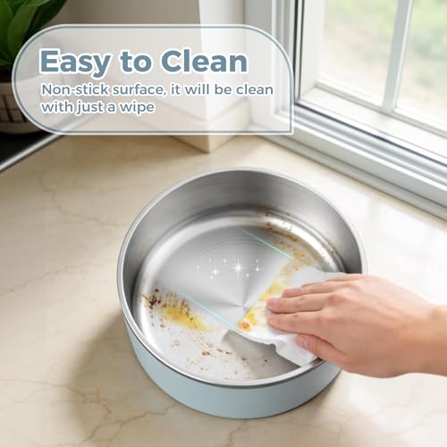 Dog Bowl Stainless Steel Food and Water Bowl (40 oz / Light Grey)