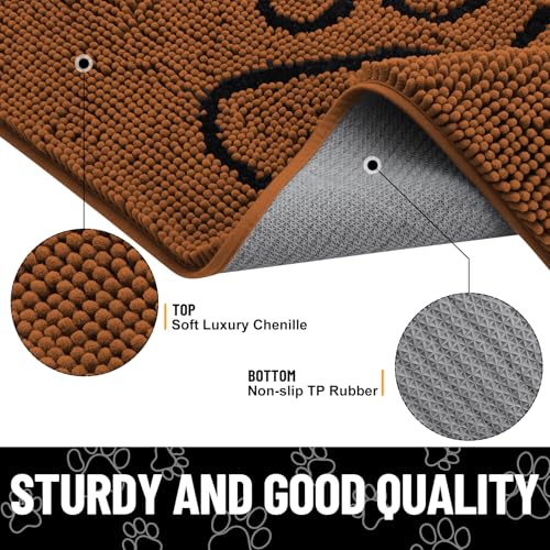 Dog Door Mat for Muddy Paws (48"X30" / Ochre and Black)