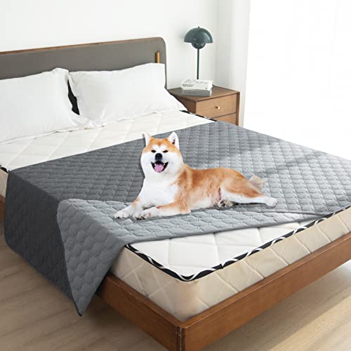 Waterproof Dog Blankets for Large Dogs (82x102 Inch (Pack of 1) / Dark Grey/Light Grey)