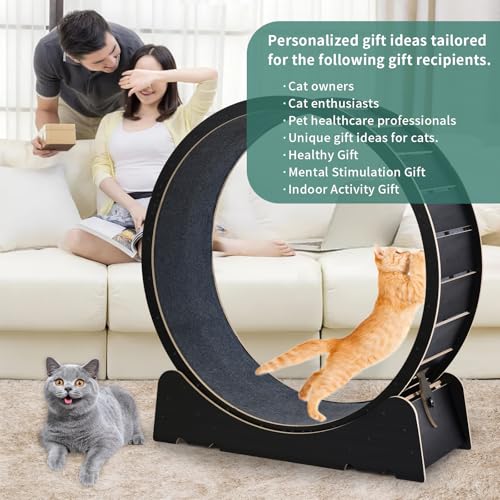 Large Cat Exercise Wheel 40 Inch Treadmill Exerciser for Indoor Cats Love Kitty Running Toy Walking Training for Fitness Weight Loss Device Suitable for Most Cats Physical Exercise (Black)