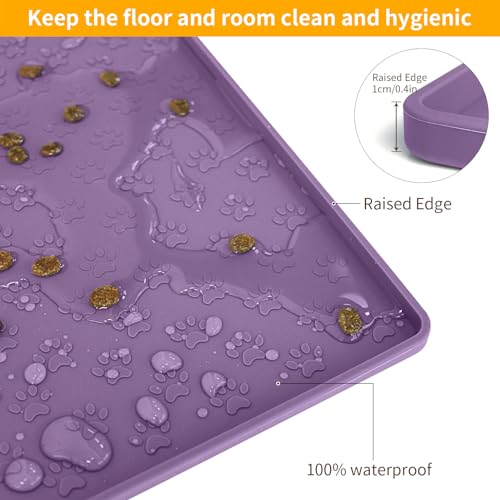 2 Pack Dog Food Mat Anti (11.8"L x 11.8"W - 2 Pack / Purple)