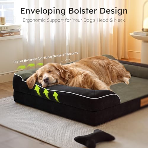 Dog Beds for Large Dogs (Black / Large(36"L x 27"W x8.5"Th))