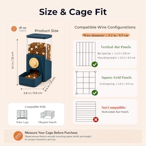 41 oz Hanging Gravity Feeder for Small Animal Cages Rabbit & Guinea Pig (Dark Blue)