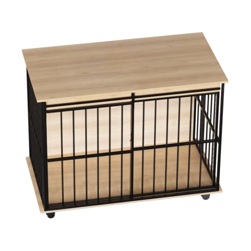 Dog Crate Furniture for Large Dogs Wooden Indoor Kennel End Table Natural (43 Inch Natural)