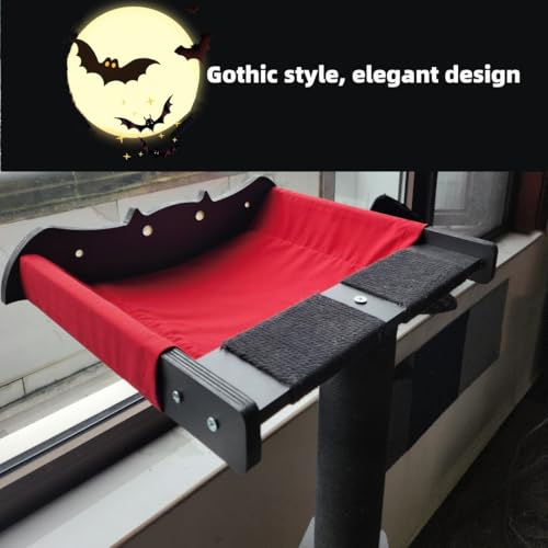 Cat Window Perch with Scratching Post Strong Supported (Black / Large 2)