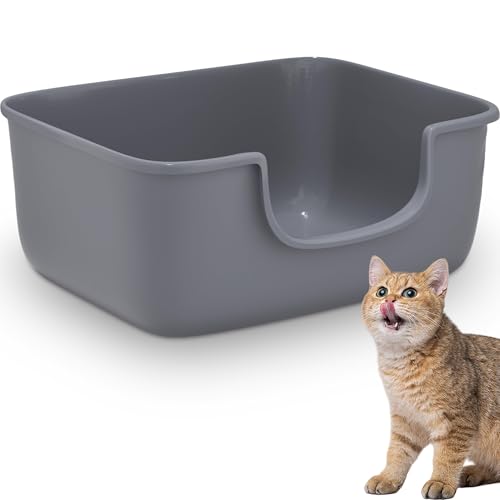 Large Cat Litter Box with High Sides (Grey)