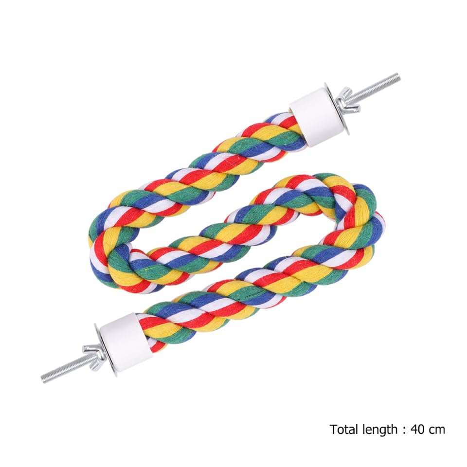 Parrot Rope Climbing Toy 18.5 Inch Cotton Rope Perch for Birds Cage Exercise and Chewing Toy for Parrots Cockatiels (40cm)