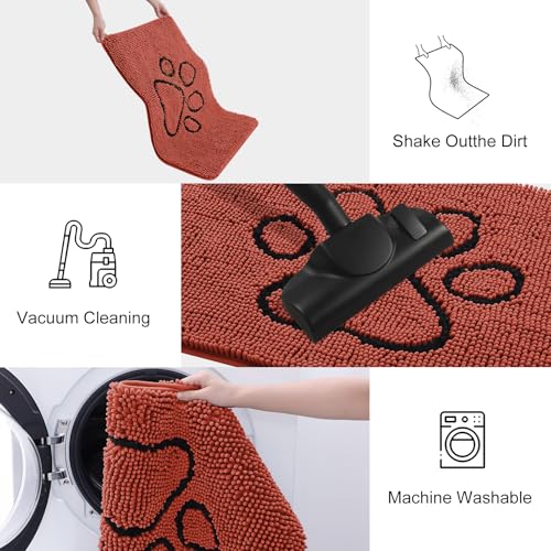 Dog Door Mat for Muddy Paws (36"X24" / Maple Red and Black)