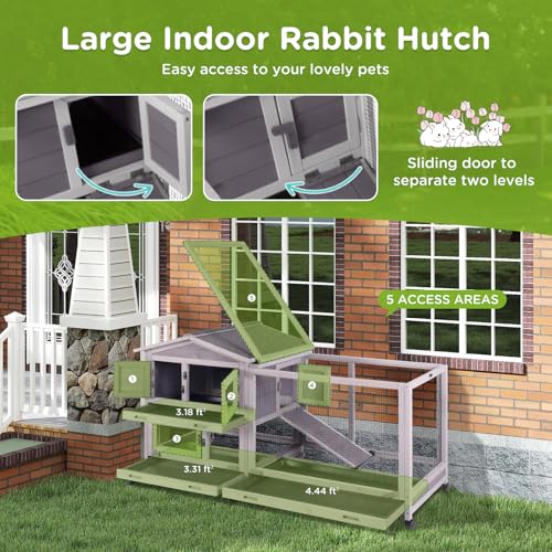 Large Indoor Rabbit Hutch Bunny Cage with Chew