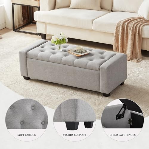48" Ottoman with Storage (Lightgray / 19.7"D x 48"W x 16.9"H)