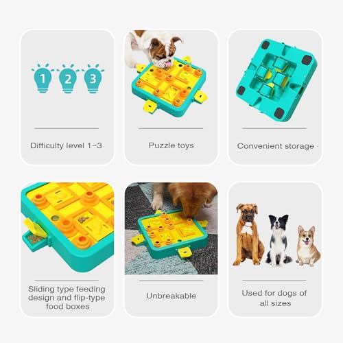 Dog Puzzle Toy Mental Stimulation (Level 3 in 1-Advanced-Blue Board)