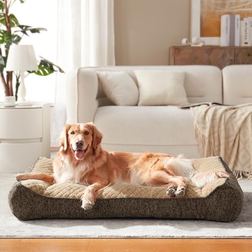 XL Orthopedic Dog Beds Large Sized Dog (L Plus(38"L x 28"W x 8"Th) / Brown)