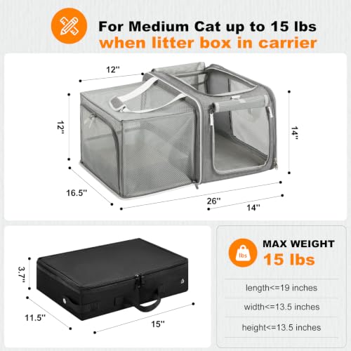 20x14x14 Expandable car cat Carrier (Grey)