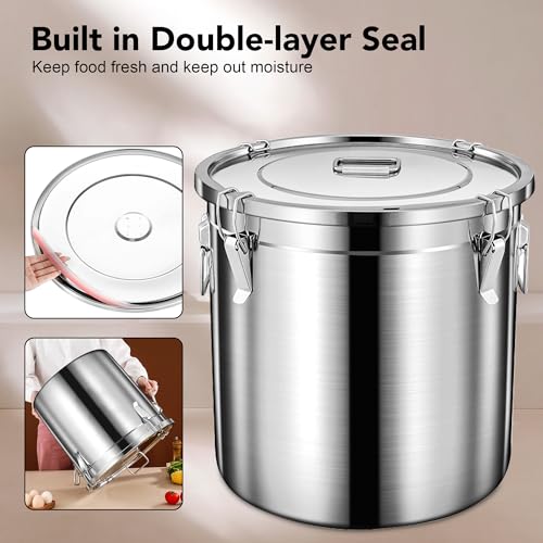 20lb Airtight Stainless Steel Dog Food Storage Container with Scoop (Stainless steel / 20 lb)