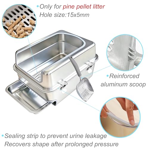 Pull Out Sifting Cat Litter Box with Lid for Pine Pellets (Medium)