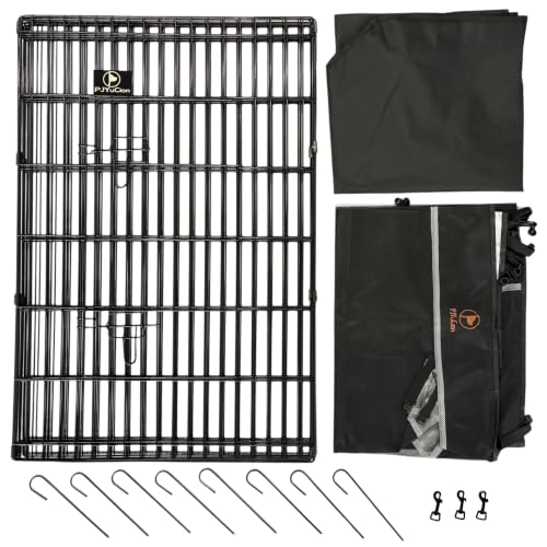Puppy Playpen with Top Cover & Bottom Pad (Black / Medium Pen: 36-Inch High)