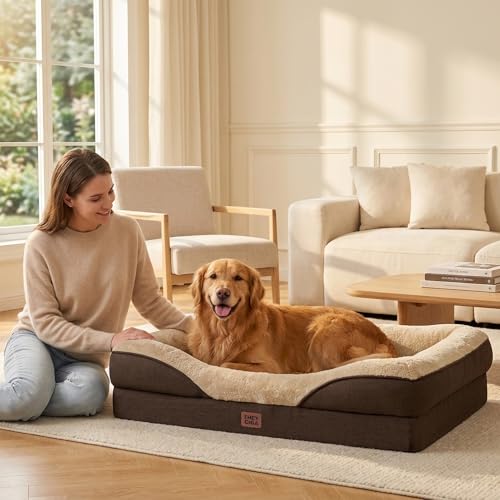 Orthopedic XL Dog Bed for Large Dog (Brown / 48x35x7.5)